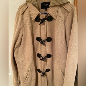 Tan Torrid winter coat with black toggles